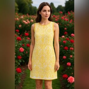 Max Studio Sleeveless Embroidered Shift Dress Marigold Small Cotton